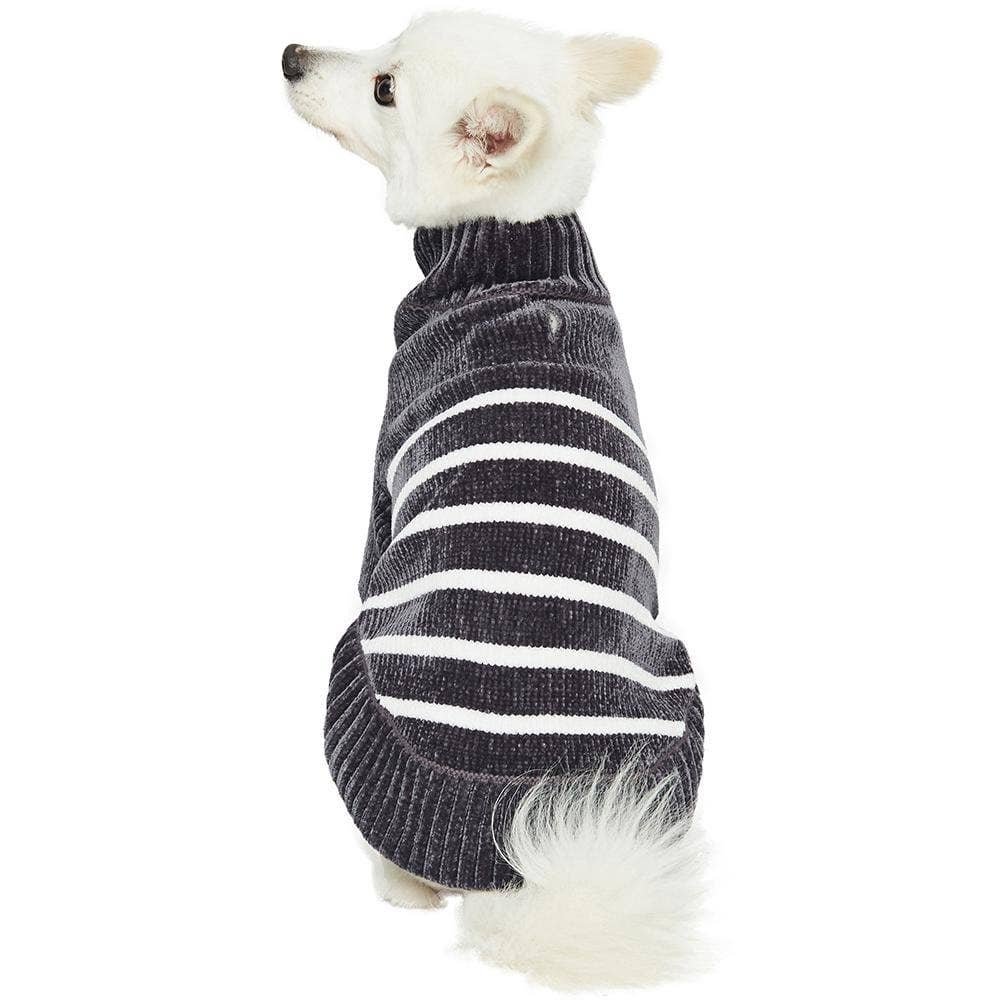 Chenille Classy Gray Striped Sweater