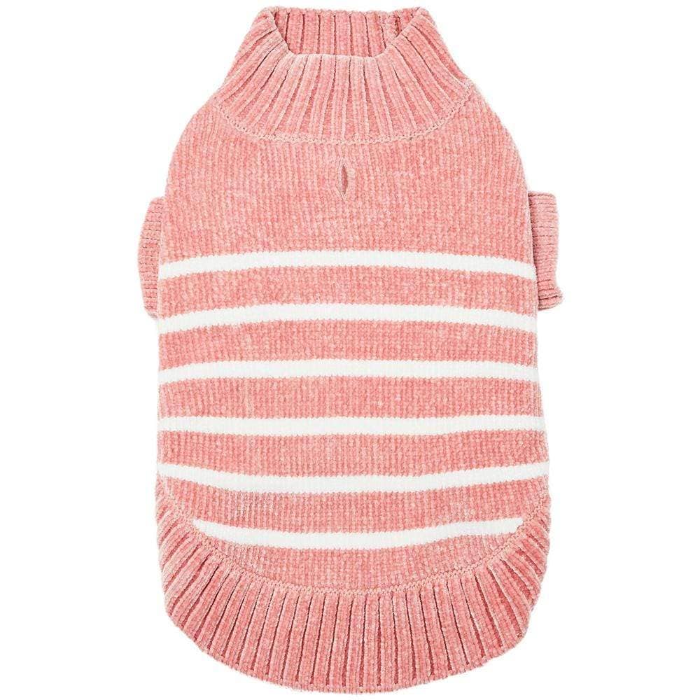 Chenille Dusty Rose Striped Sweater