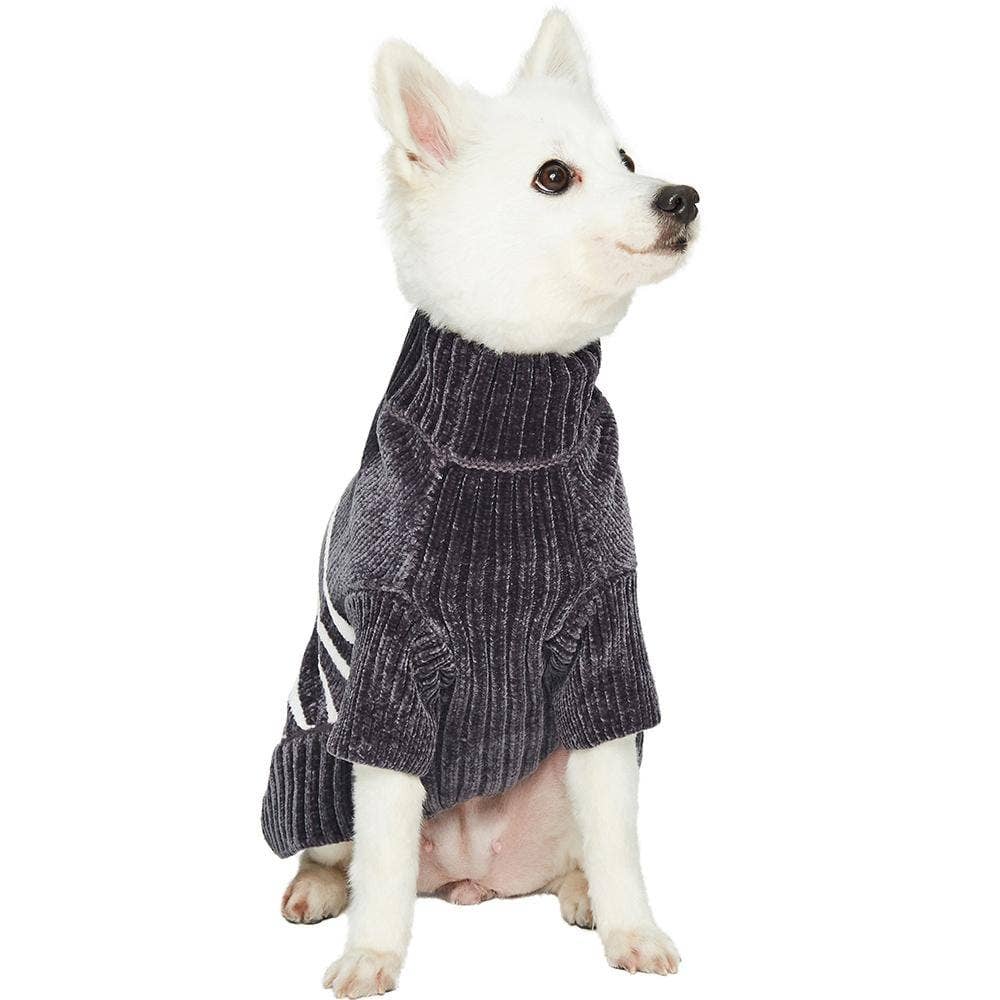 Chenille Classy Gray Striped Sweater