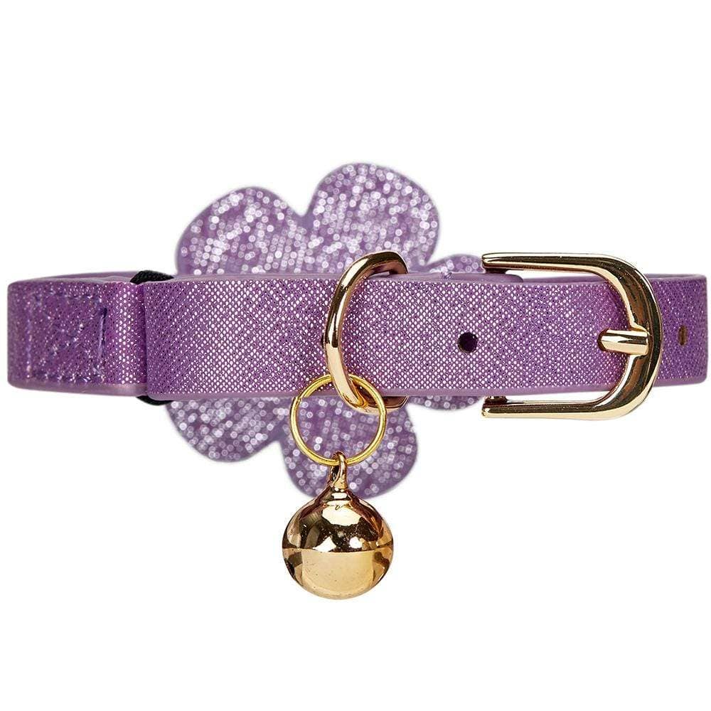 Purple Leather Cat Collar