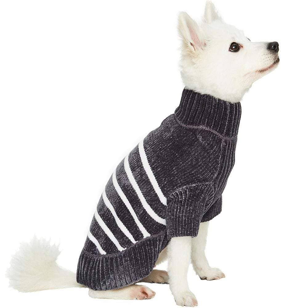 Chenille Classy Gray Striped Sweater