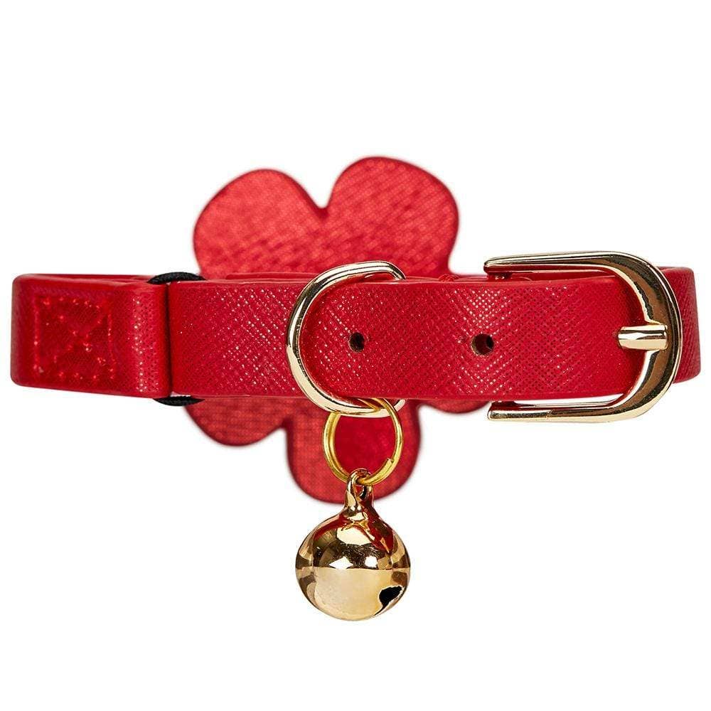 Red Leather Cat Collar