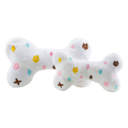 White Chewy Vuiton Bone Squeaker Toy