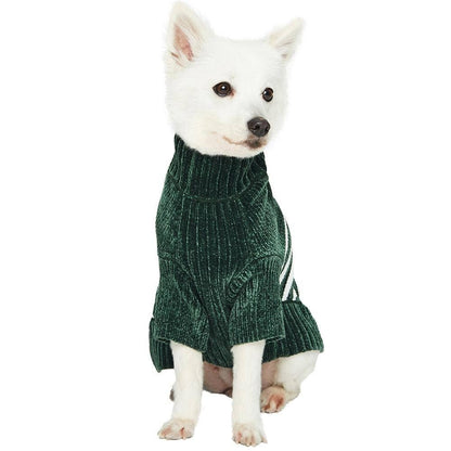 Chenille Classy Dark Green Striped Sweater