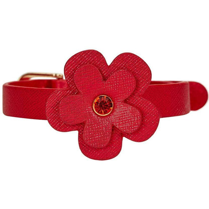 Red Leather Cat Collar
