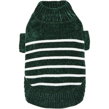 Chenille Classy Dark Green Striped Sweater