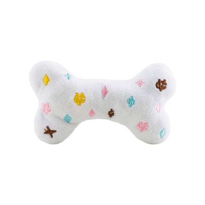 White Chewy Vuiton Bone Squeaker Toy