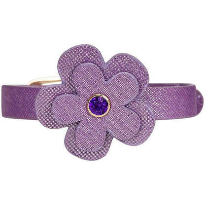 Purple Leather Cat Collar