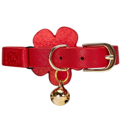 Red Leather Cat Collar