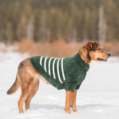 Chenille Classy Dark Green Striped Sweater