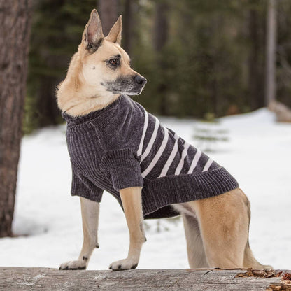 Chenille Classy Gray Striped Sweater